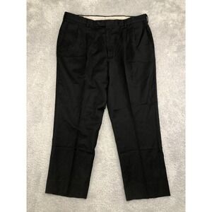 Paul Fredrick Pants Mens 40x29 Black 100% Wool Pleated Classic Fit Dress